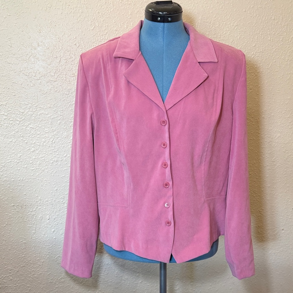 Tailored Pink Suede Button-Front Blazer